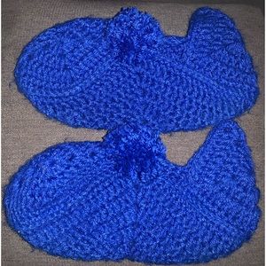 Crotchet slippers - royal blue